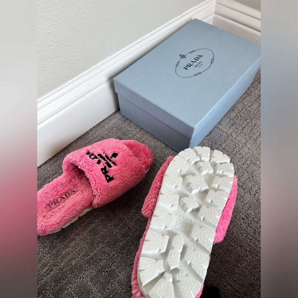 Pink Prada Terry Cloth Slides